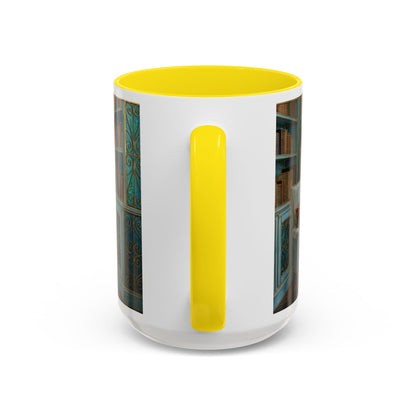 Cozy Reading Nook Coffee Mug — Vintage Library Window Scene Accent Mug