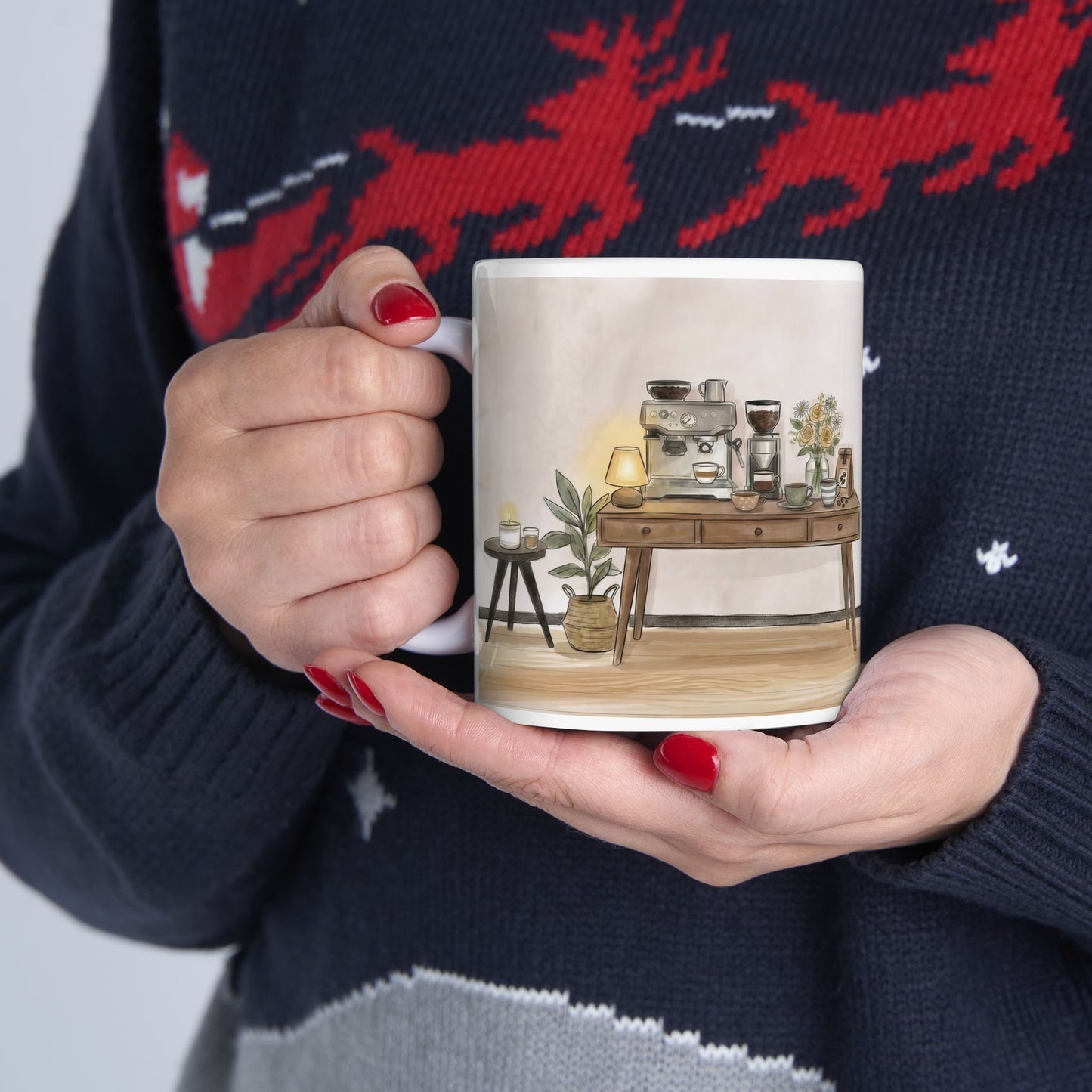 Cozy Home Interior Mug | Ceramic Coffee Cup, 11oz 15oz