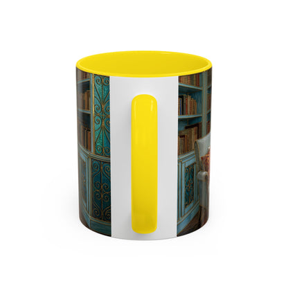 Cozy Reading Nook Coffee Mug — Vintage Library Window Scene Accent Mug