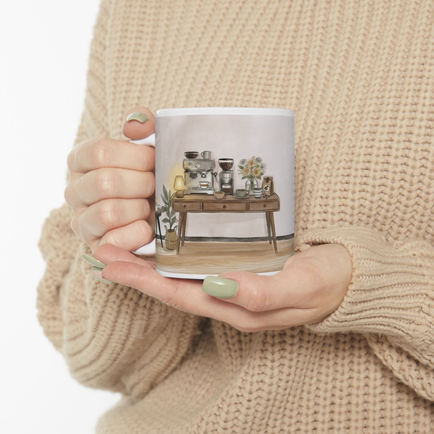 Cozy Home Interior Mug | Ceramic Coffee Cup, 11oz 15oz