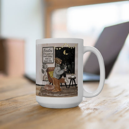 Cozy Home Interior Mug | Ceramic Coffee Cup, 11oz 15oz