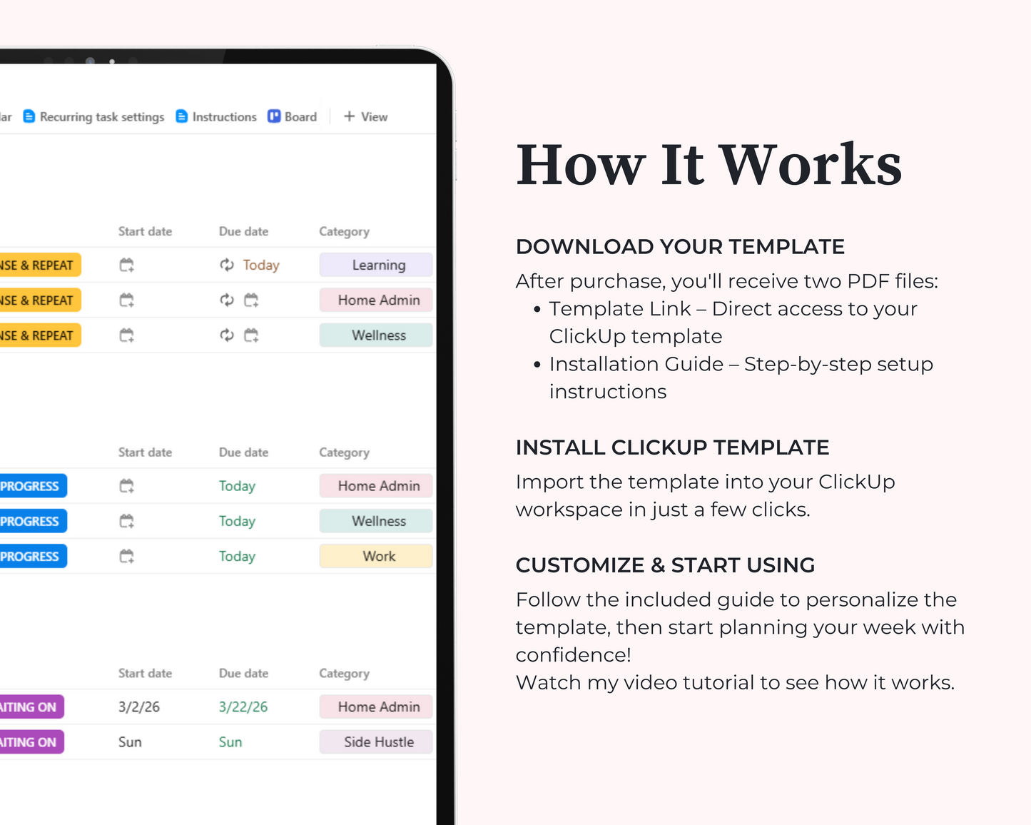 ClickUp To-Do List Template | Daily, Weekly, Monthly Task Manager