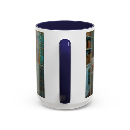 Cozy Reading Nook Coffee Mug — Vintage Library Window Scene Accent Mug