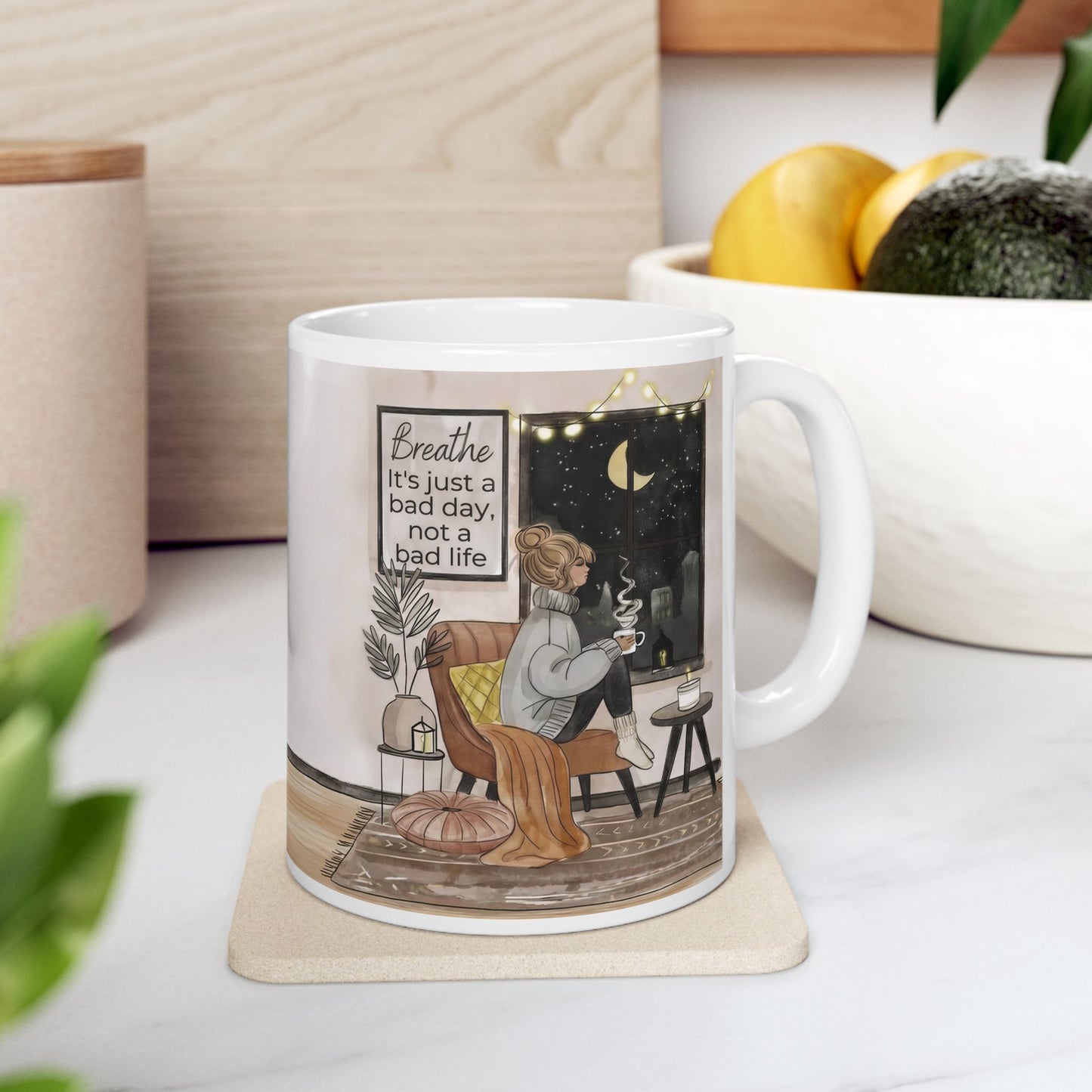 Cozy Home Interior Mug | Ceramic Coffee Cup, 11oz 15oz