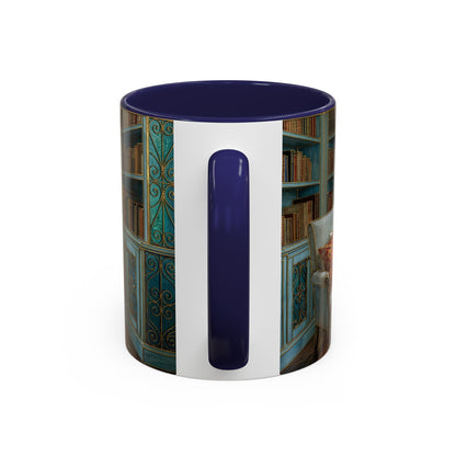 Cozy Reading Nook Coffee Mug — Vintage Library Window Scene Accent Mug