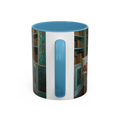 Cozy Reading Nook Coffee Mug — Vintage Library Window Scene Accent Mug