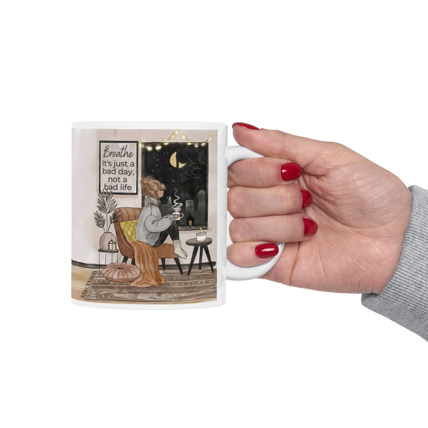 Cozy Home Interior Mug | Ceramic Coffee Cup, 11oz 15oz