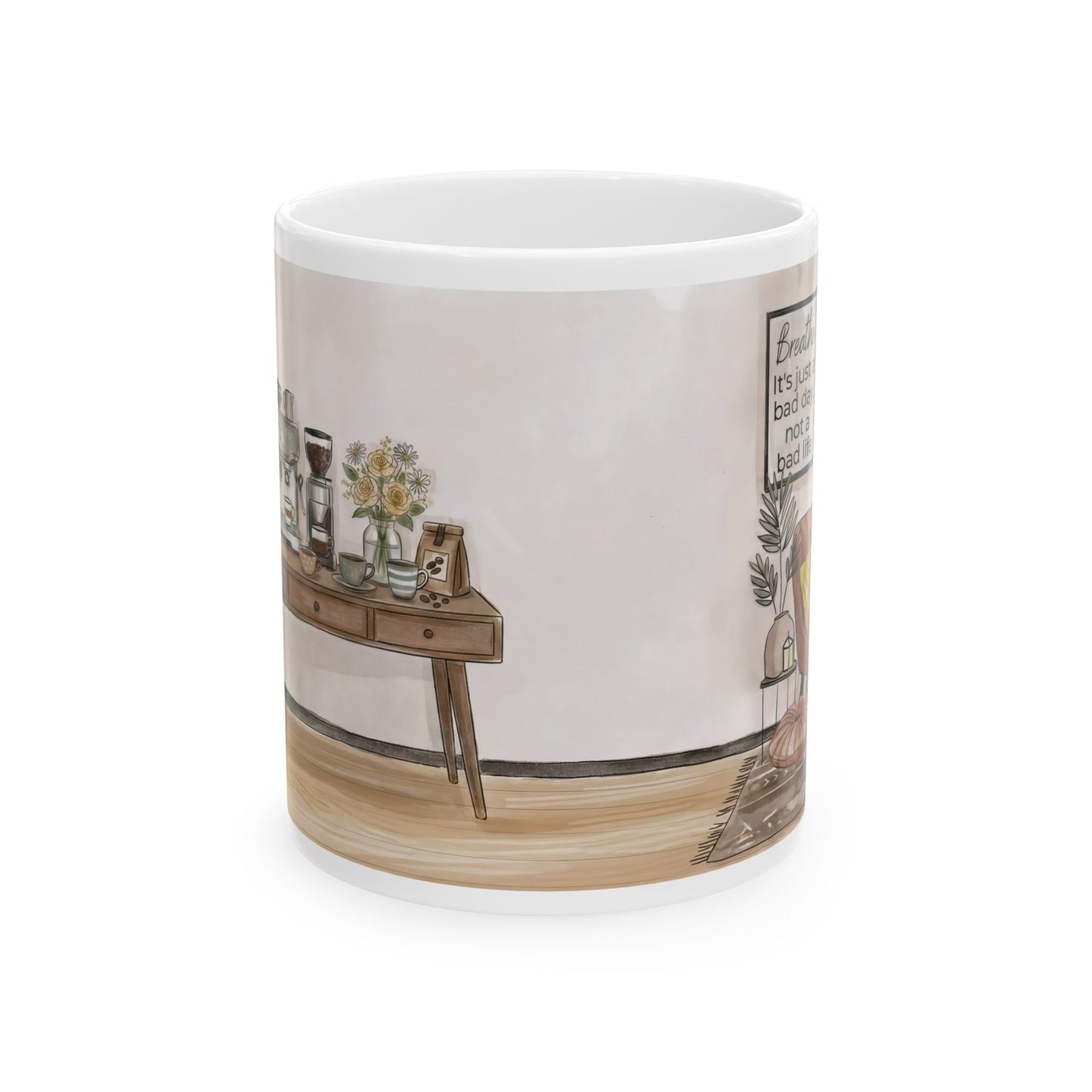 Cozy Home Interior Mug | Ceramic Coffee Cup, 11oz 15oz
