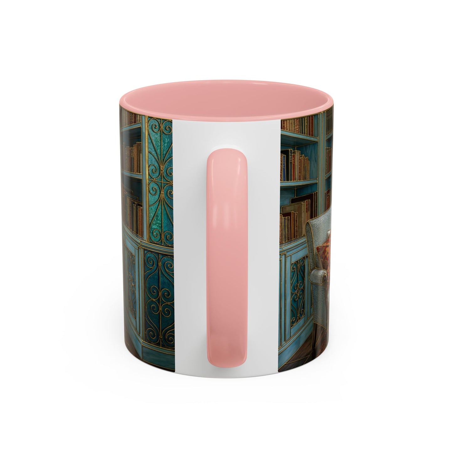 Cozy Reading Nook Coffee Mug — Vintage Library Window Scene Accent Mug