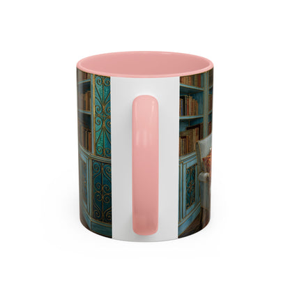 Cozy Reading Nook Coffee Mug — Vintage Library Window Scene Accent Mug