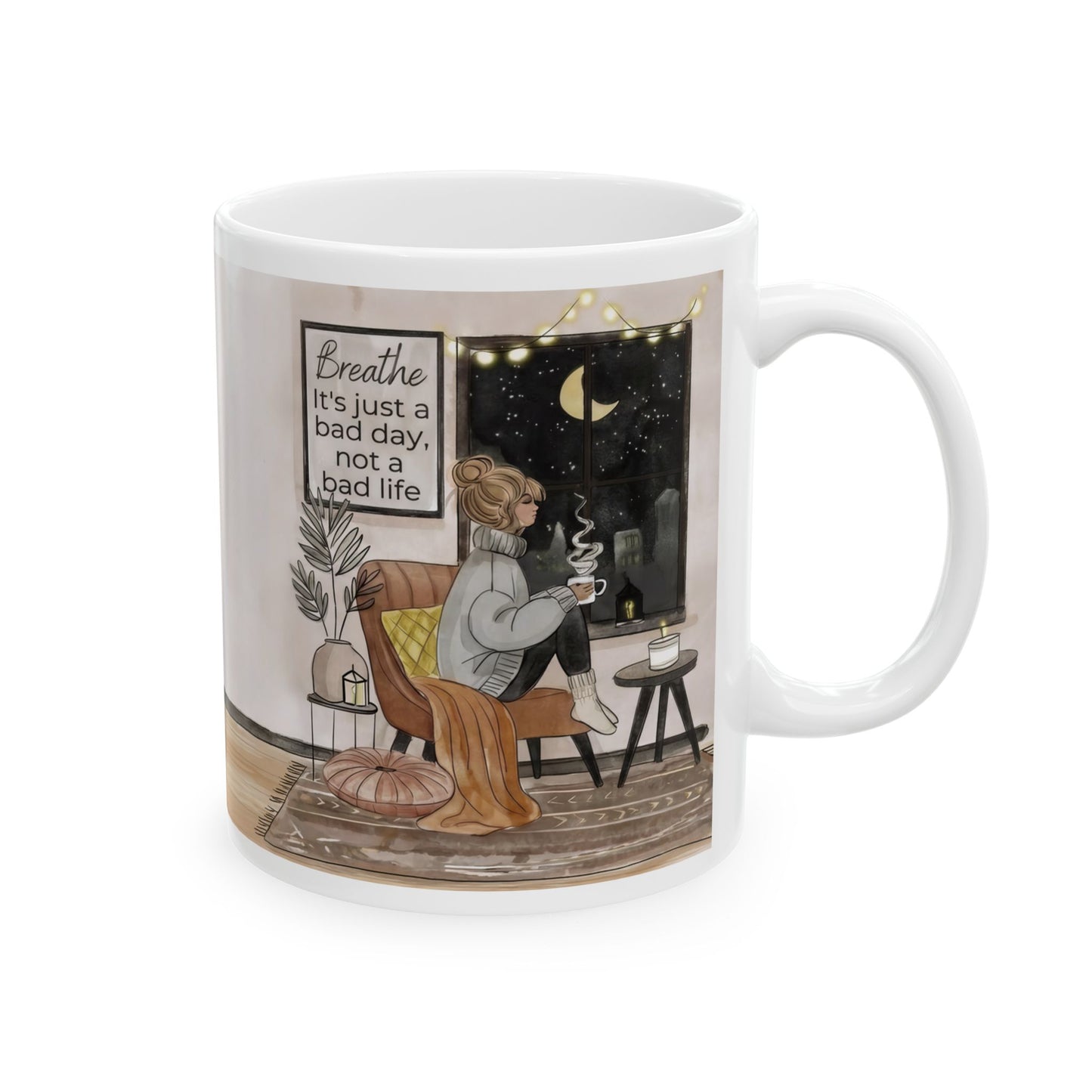 Cozy Home Interior Mug | Ceramic Coffee Cup, 11oz 15oz