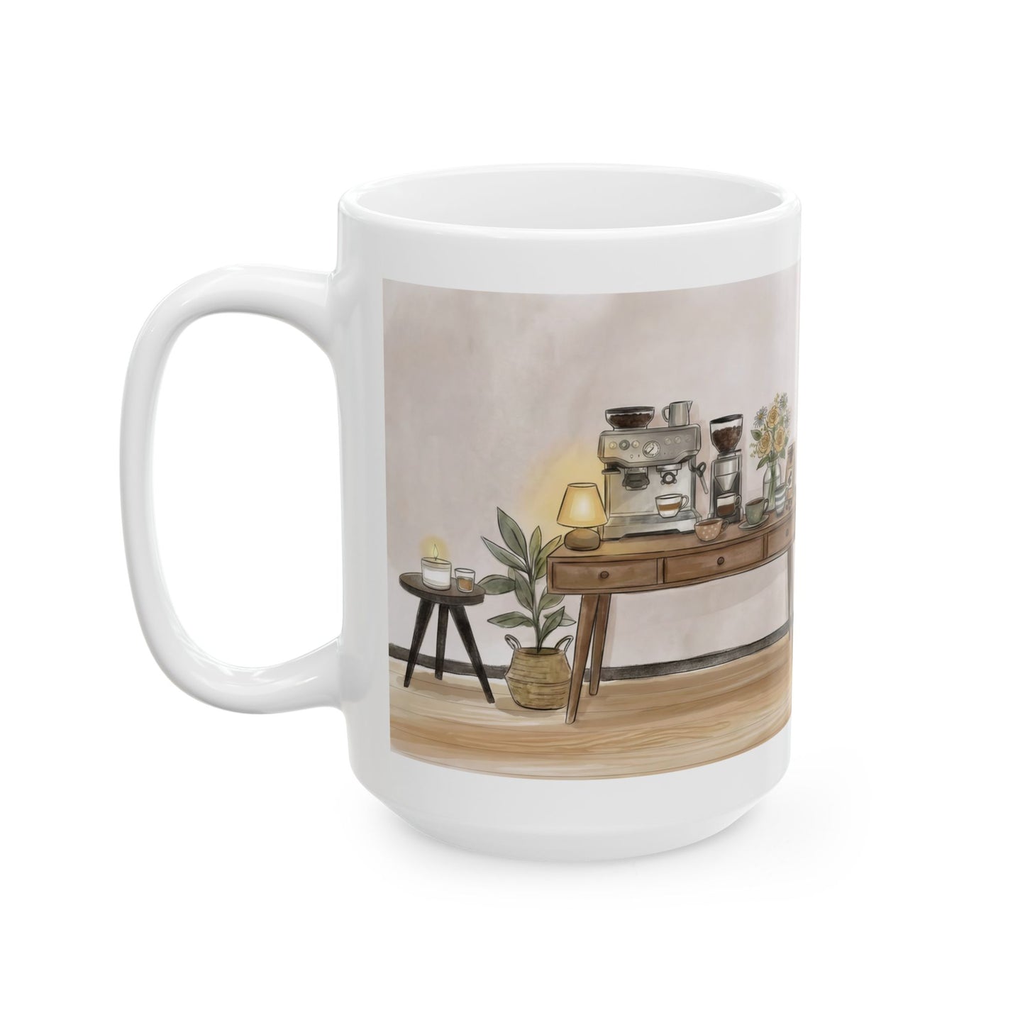 Cozy Home Interior Mug | Ceramic Coffee Cup, 11oz 15oz