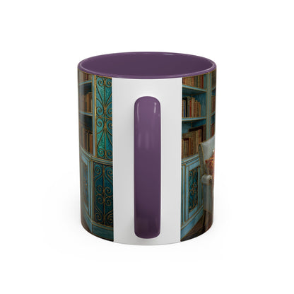 Cozy Reading Nook Coffee Mug — Vintage Library Window Scene Accent Mug