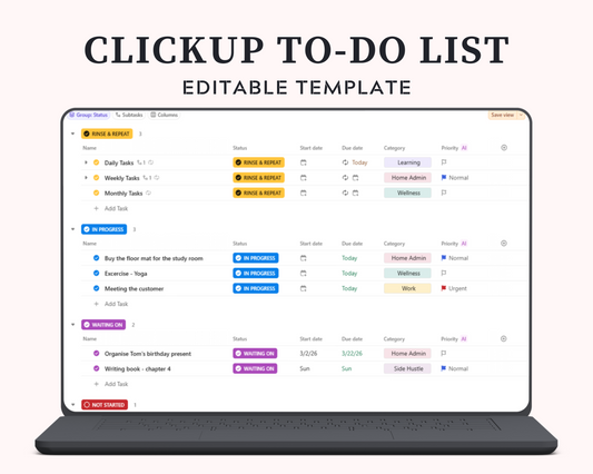 ClickUp To-Do List Template | Daily, Weekly, Monthly Task Manager