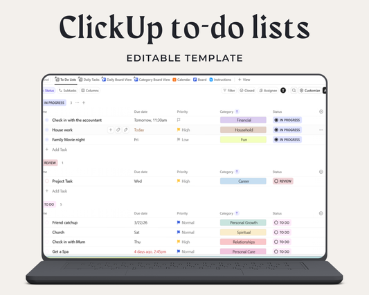 ClickUp To-Do List Template | All-in-One Life Planner