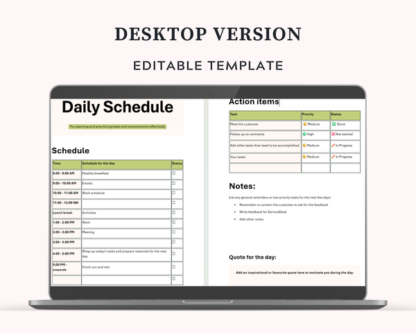 Daily Schedule Template | Microsoft Word | Editable + Printable + Mobile Version | Interactive Planner