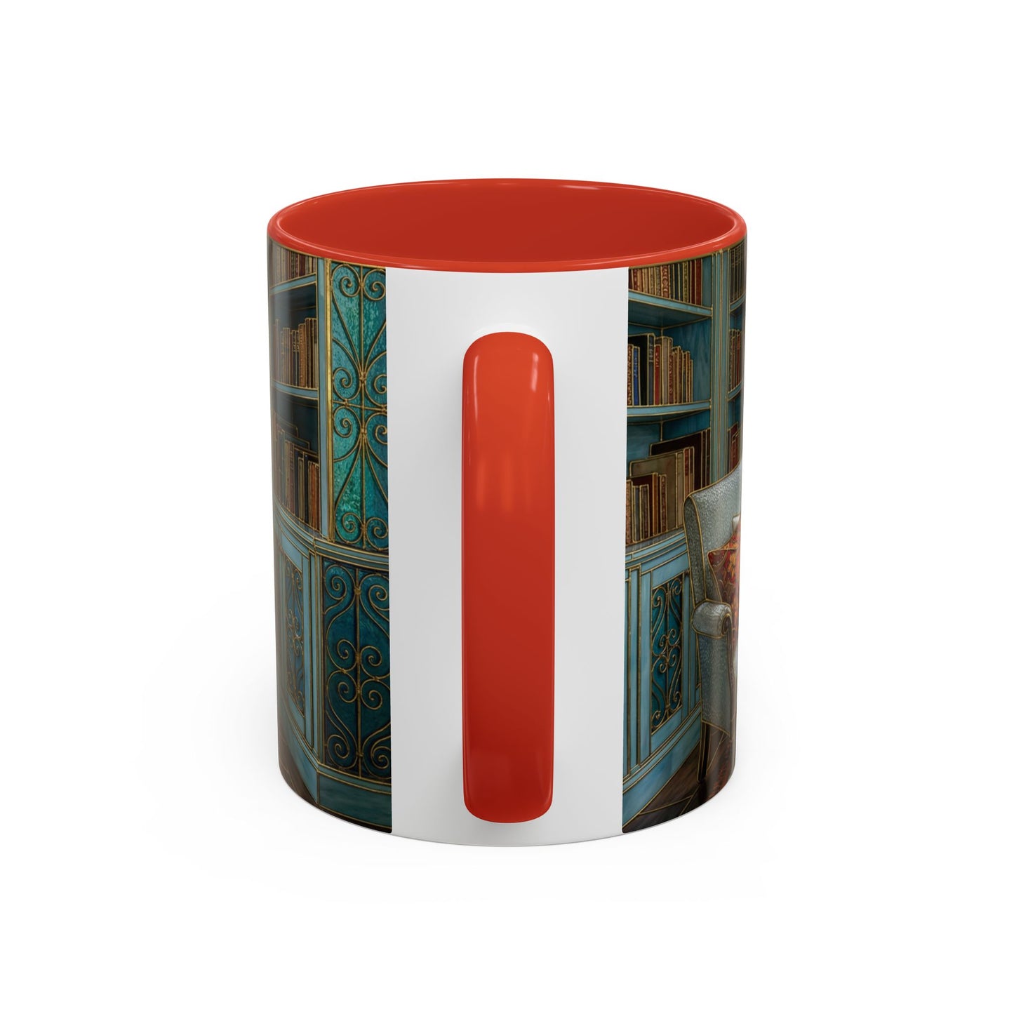 Cozy Reading Nook Coffee Mug — Vintage Library Window Scene Accent Mug