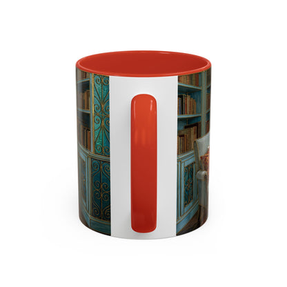 Cozy Reading Nook Coffee Mug — Vintage Library Window Scene Accent Mug