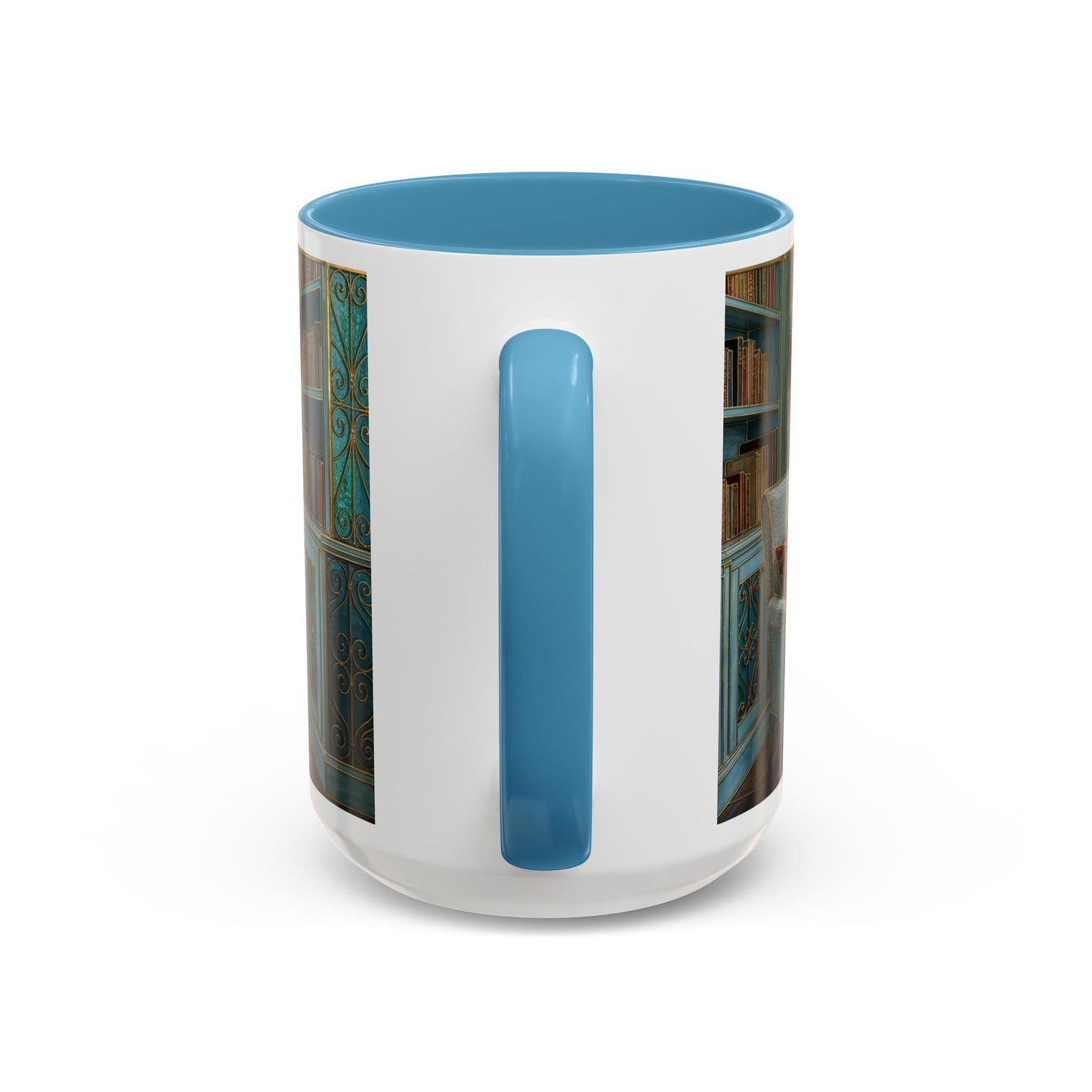Cozy Reading Nook Coffee Mug — Vintage Library Window Scene Accent Mug