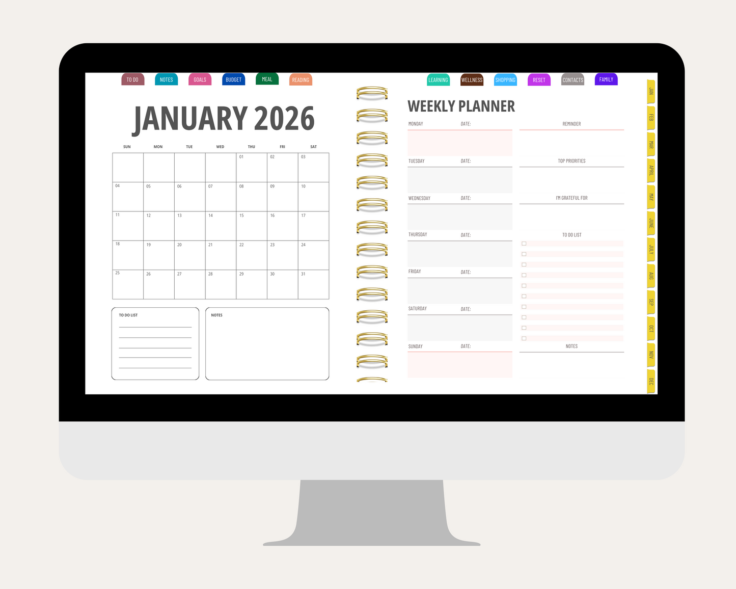 2026 Digital Life Planner, GoodNotes CollaNote Template (Digital Download)