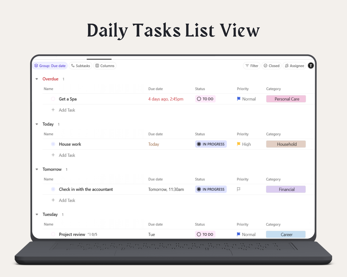 ClickUp To-Do List Template | All-in-One Life Planner
