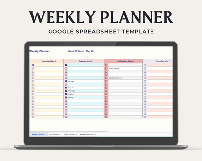 Weekly Planner Google sheets | ADHD Planner & Productivity Tracker | Digital download