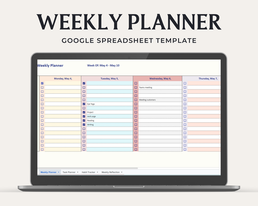 Weekly Planner Google sheets | ADHD Planner & Productivity Tracker | Digital download