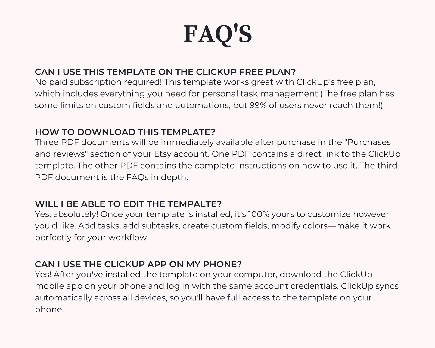ClickUp Weekly Planner Template | Digital Productivity Organizer | Task Manager | Daily Habit Tracker | Editable