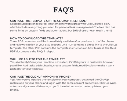 ClickUp Weekly Planner Template | Digital Productivity Organizer | Task Manager | Daily Habit Tracker | Editable
