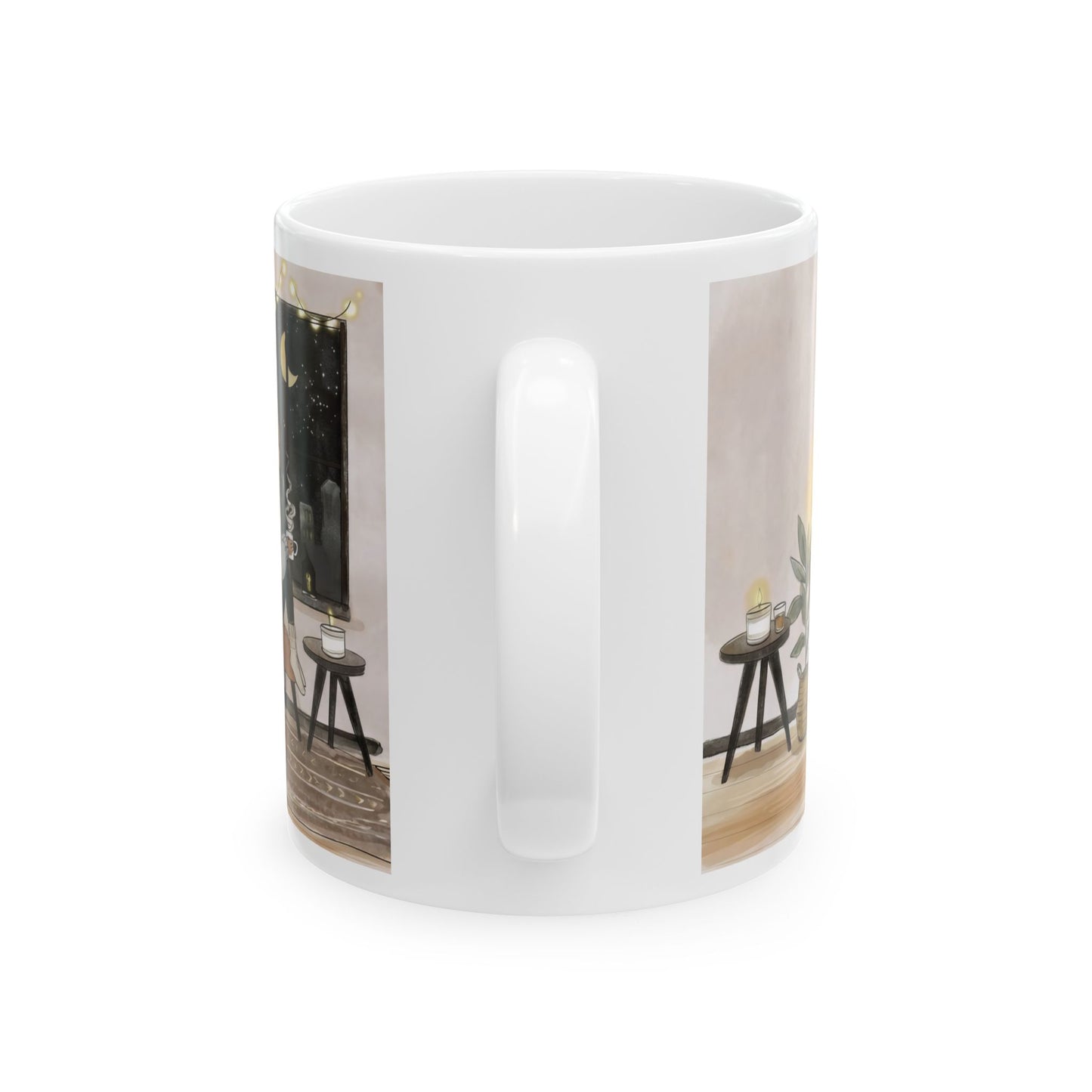 Cozy Home Interior Mug | Ceramic Coffee Cup, 11oz 15oz