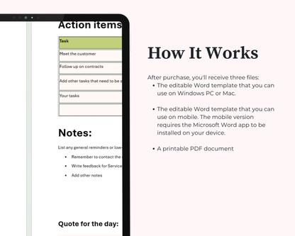 Daily Schedule Template | Microsoft Word | Editable + Printable + Mobile Version | Interactive Planner
