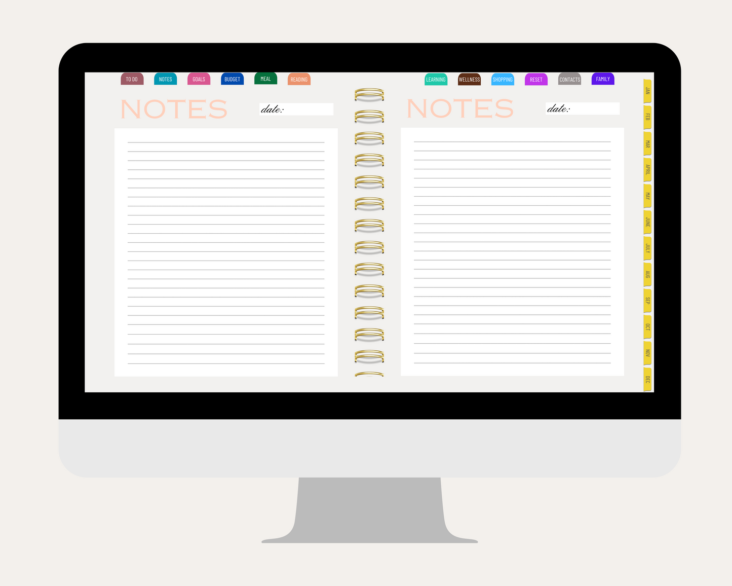 2026 Digital Life Planner, GoodNotes CollaNote Template (Digital Download)