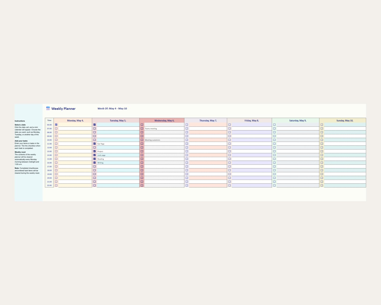 Weekly Planner Google sheets | ADHD Planner & Productivity Tracker | Digital download