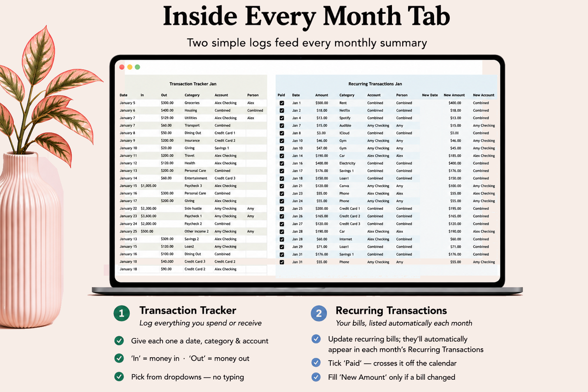 Budget Planner Google Sheets | Monthly & Yearly Money Tracker | Digital Download