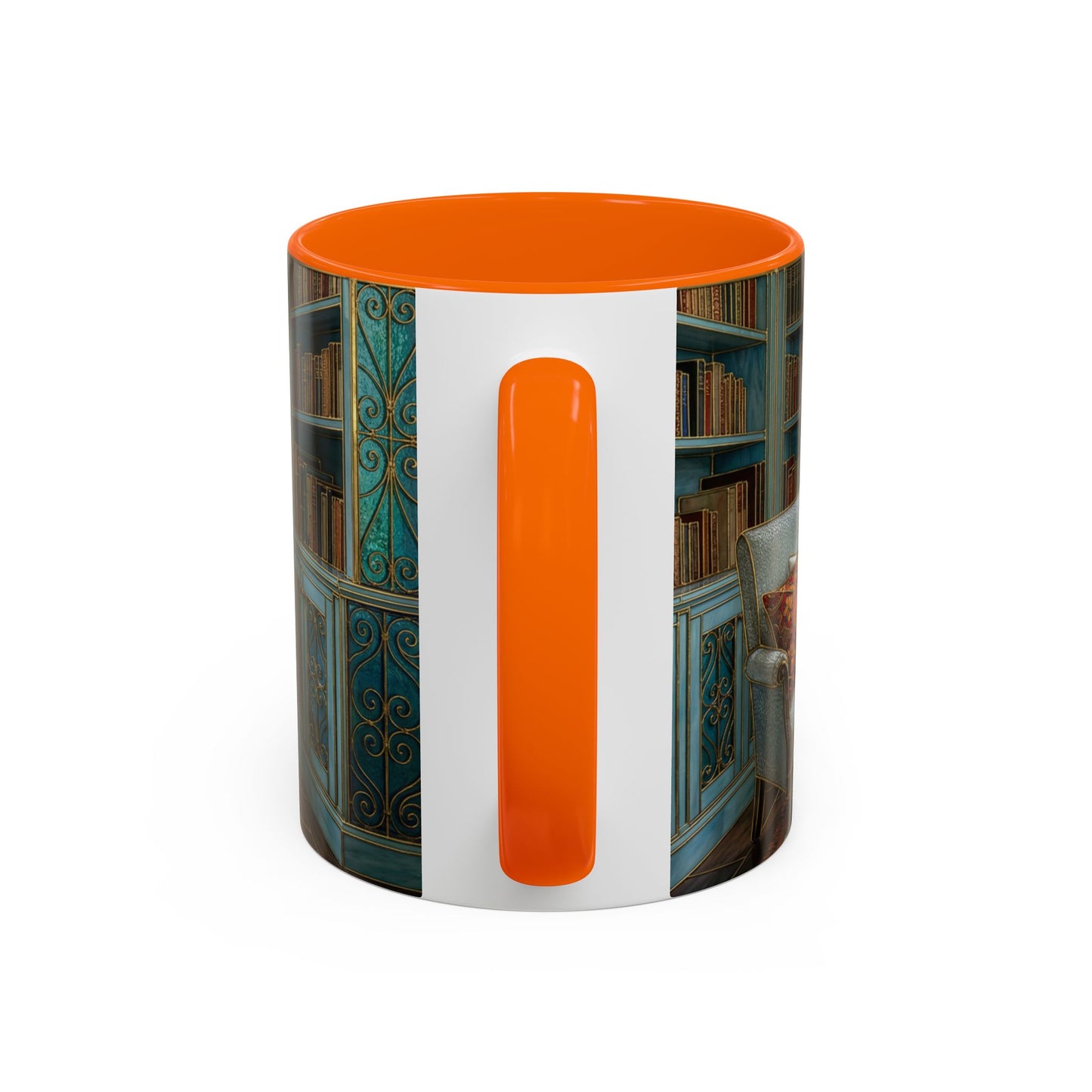 Cozy Reading Nook Coffee Mug — Vintage Library Window Scene Accent Mug