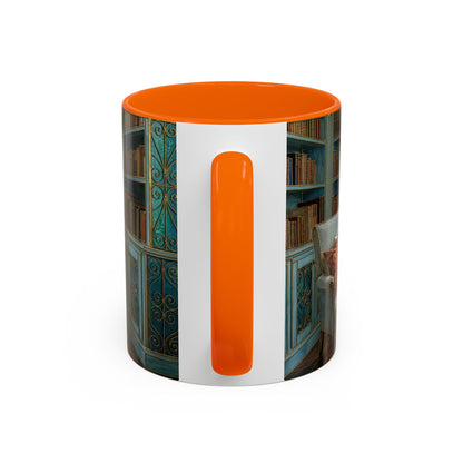 Cozy Reading Nook Coffee Mug — Vintage Library Window Scene Accent Mug