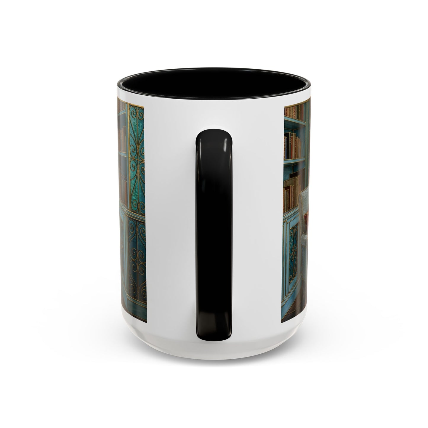 Cozy Reading Nook Coffee Mug — Vintage Library Window Scene Accent Mug