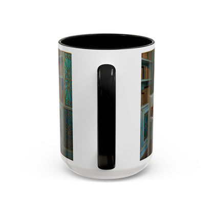 Cozy Reading Nook Coffee Mug — Vintage Library Window Scene Accent Mug
