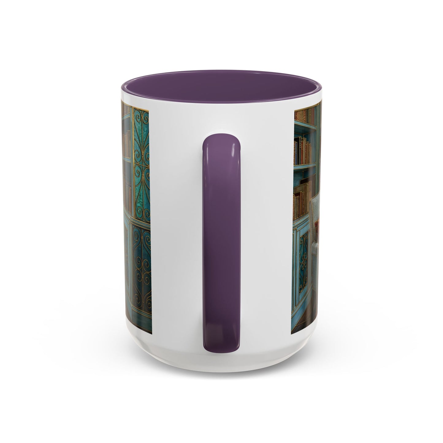Cozy Reading Nook Coffee Mug — Vintage Library Window Scene Accent Mug