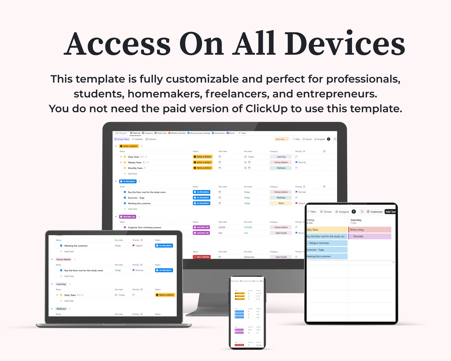 ClickUp To-Do List Template | Daily, Weekly, Monthly Task Manager