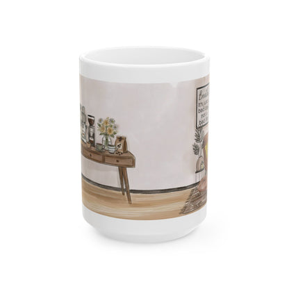 Cozy Home Interior Mug | Ceramic Coffee Cup, 11oz 15oz