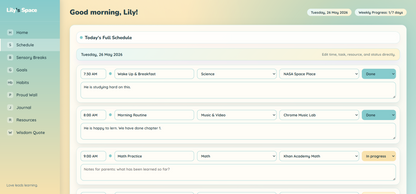 Interactive Kids Study Planner for Autistic & Neurodivergent Children | Homeschool Dashboard | Mood, Goals, Sensory Breaks & Learning Resources