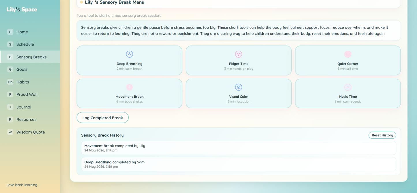 Interactive Kids Study Planner for Autistic & Neurodivergent Children | Homeschool Dashboard | Mood, Goals, Sensory Breaks & Learning Resources