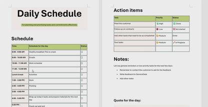 Daily Schedule Template | Microsoft Word | Editable + Printable + Mobile Version | Interactive Planner
