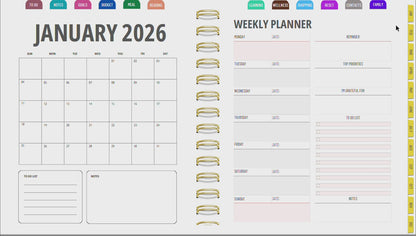 2026 Digital Life Planner, GoodNotes CollaNote Template (Digital Download)